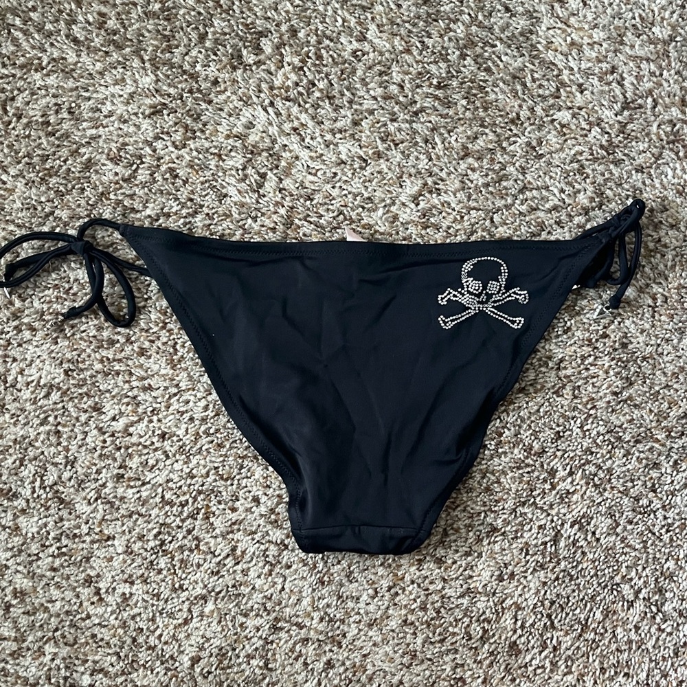 Victoria's Secret Black Bikini Bottom with Skull Design